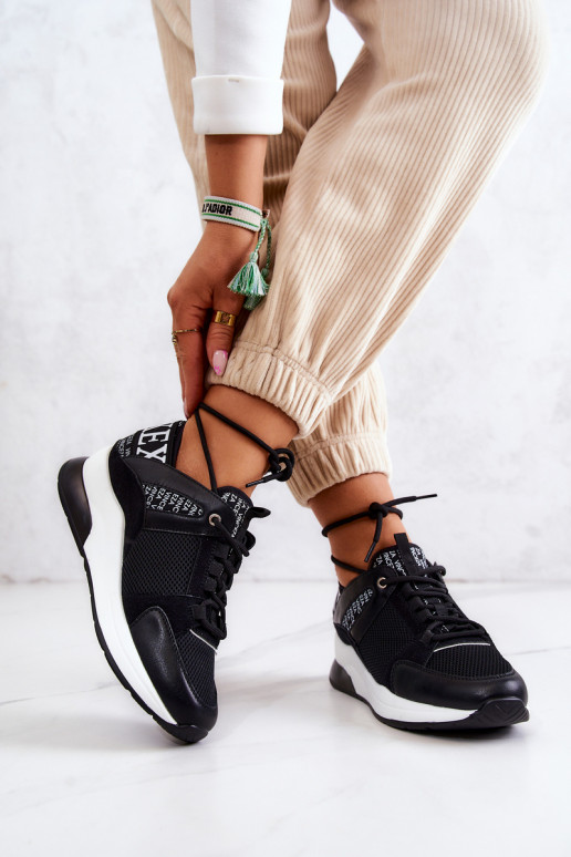 Sportinio stiliaus batai Sneakers modelio batai su platforma juodos spalvos Lorey