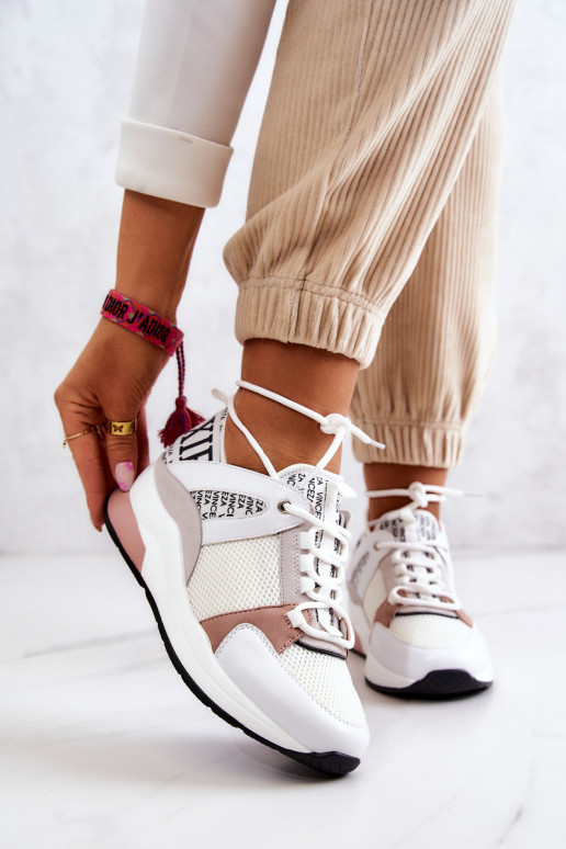 Sportinio stiliaus batai Sneakers modelio batai su platforma baltos spalvos Lorey Sportinio stiliaus batai Sneakers modelio batai su platforma baltos spalvos Lorey