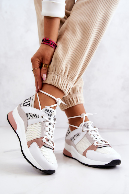 Sportinio stiliaus batai Sneakers modelio batai su platforma baltos spalvos Lorey Sportinio stiliaus batai Sneakers modelio batai su platforma baltos spalvos Lorey