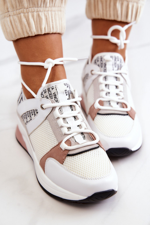 Sportinio stiliaus batai Sneakers modelio batai su platforma baltos spalvos Lorey Sportinio stiliaus batai Sneakers modelio batai su platforma baltos spalvos Lorey