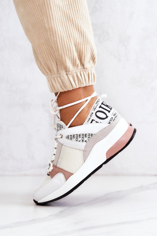 Sportinio stiliaus batai Sneakers modelio batai su platforma baltos spalvos Lorey Sportinio stiliaus batai Sneakers modelio batai su platforma baltos spalvos Lorey