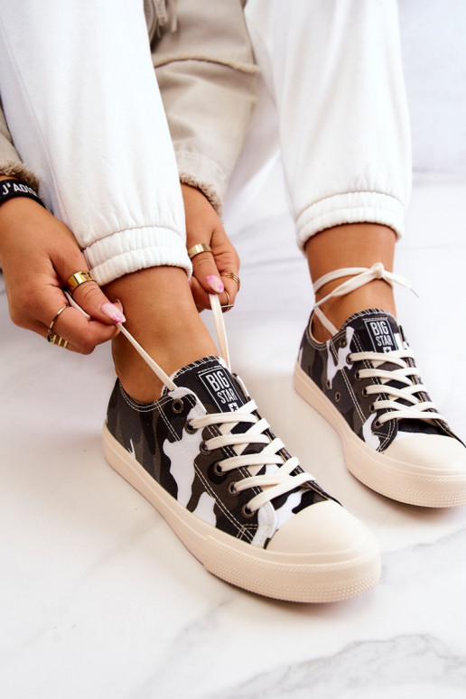 medžiaginės laisvalaikio batai su kamufliažu BIG STAR JJ274237 Baltos-pilkos spalvos