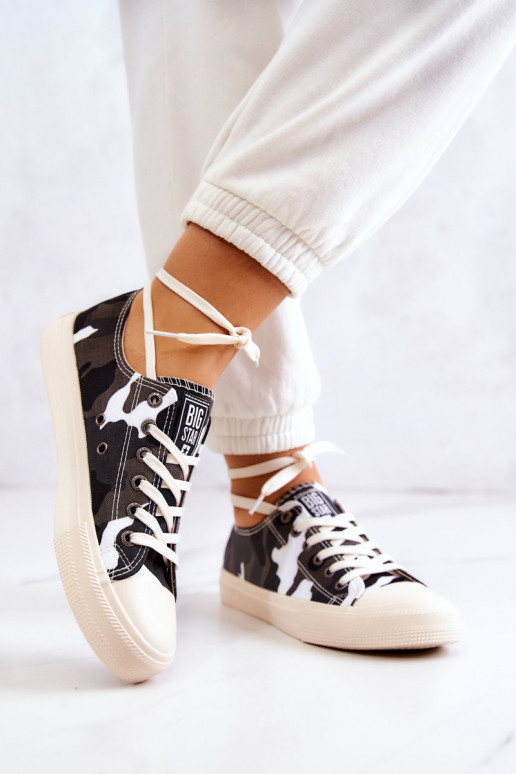 medžiaginės laisvalaikio batai su kamufliažu BIG STAR JJ274237 Baltos-pilkos spalvos