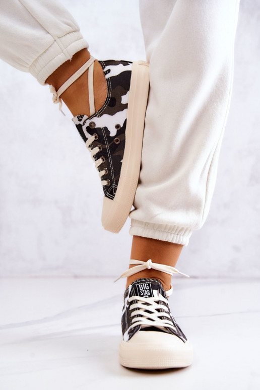 medžiaginės laisvalaikio batai su kamufliažu BIG STAR JJ274237 Baltos-pilkos spalvos