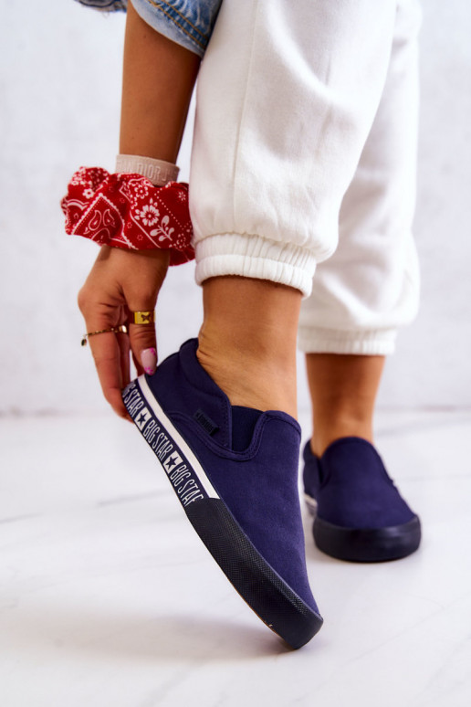 Sportbačiai Slip-on Big Star HH274011 tamsiai mėlynos spalvos Sportbačiai Slip-on Big Star HH274011 tamsiai mėlynos spalvos