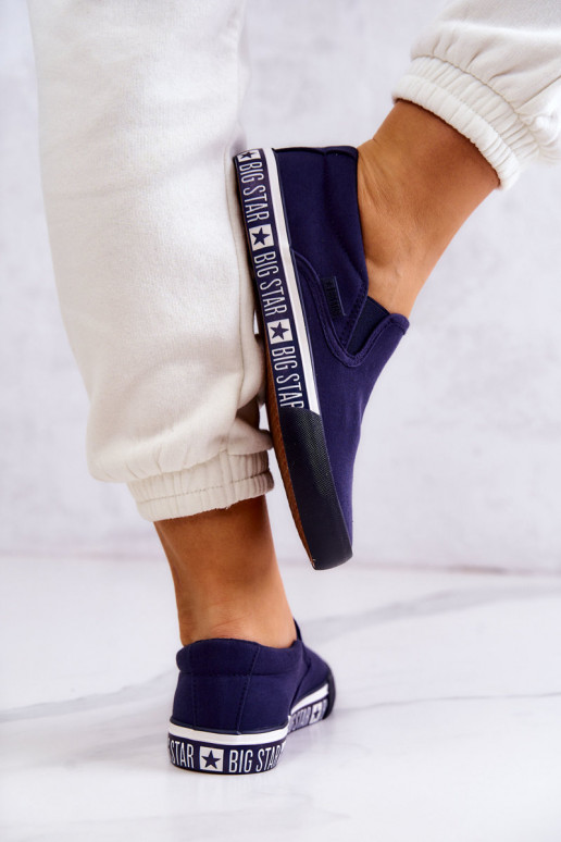 Sportbačiai Slip-on Big Star HH274011 tamsiai mėlynos spalvos Sportbačiai Slip-on Big Star HH274011 tamsiai mėlynos spalvos