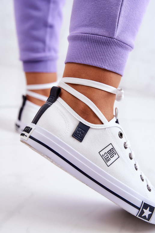 Klasikinio modelio lygiapadžiai sportbačiai Big Star JJ274255 baltos spalvos