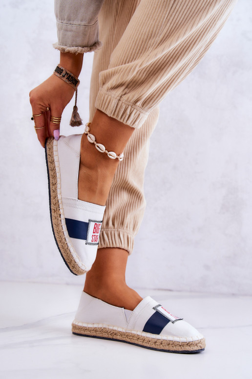 Stilingos Slip On espadrilės Big Star JJ274964 Baltos-tamsiai mėlynos spalvos
