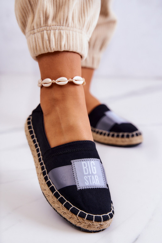 Stilingos Slip On espadrilės Big Star JJ274963 juodos spalvos Stilingos Slip On espadrilės Big Star JJ274963 juodos spalvos