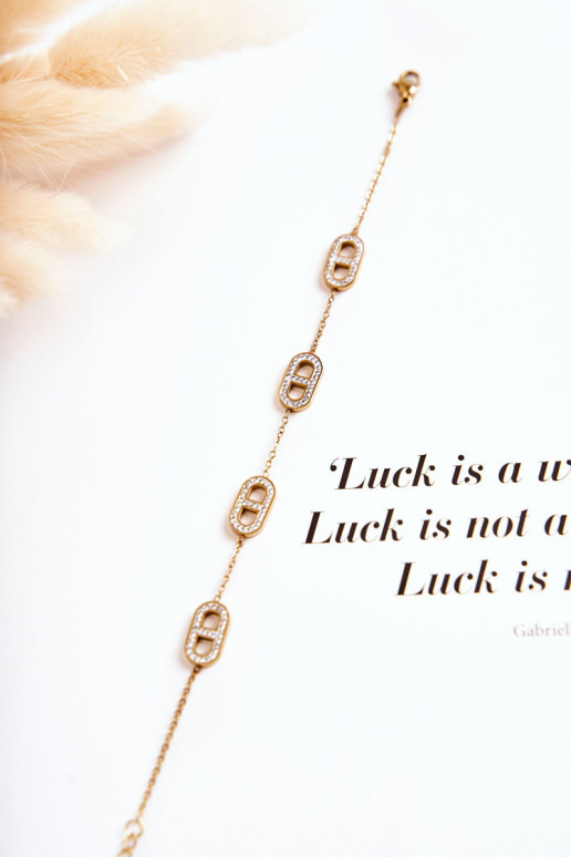 Moteriška apyrankė su tviskančiomis akutėmis aukso spalvos