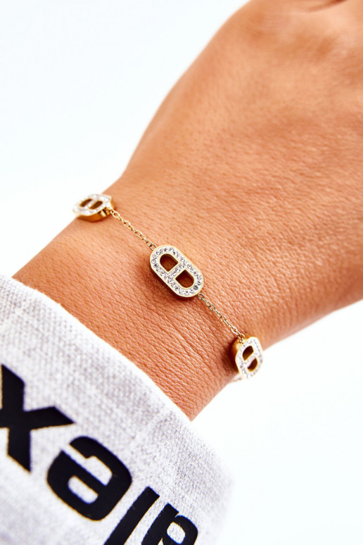 Moteriška apyrankė su tviskančiomis akutėmis aukso spalvos