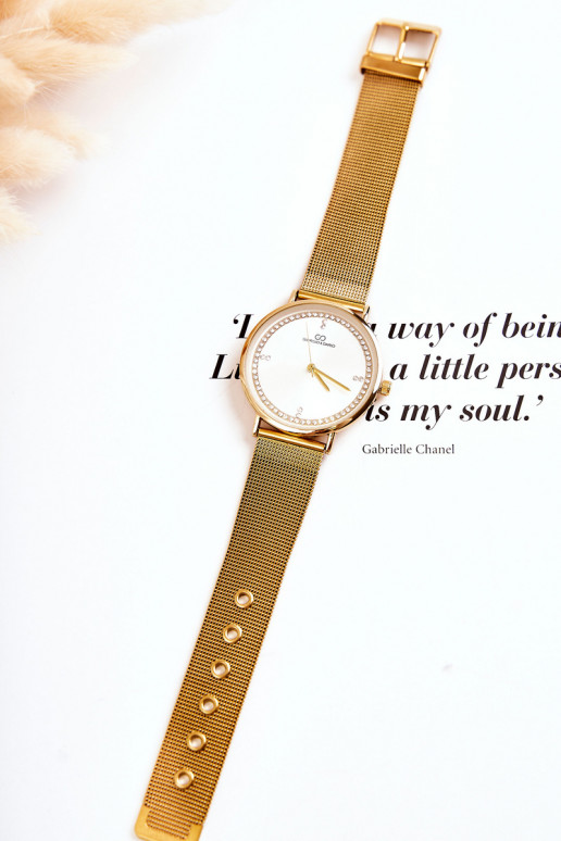 Moteriškas laikrodis Giorgio & Dario su tviskančiomis akutėmis aukso spalvos