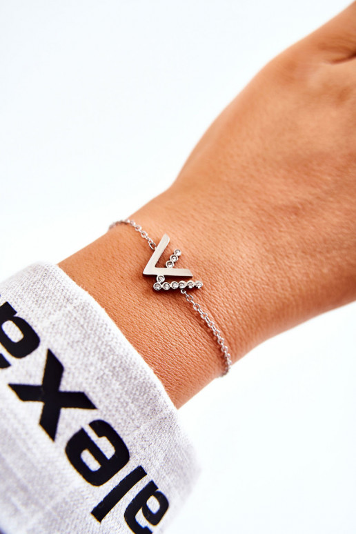 Apyrankė su grandinėle su tviskančiomis akutėmis sidabro spalvos