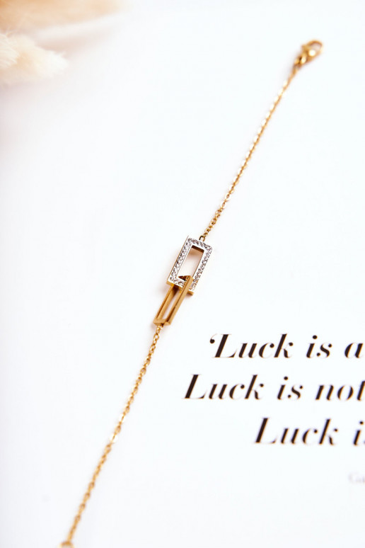 Moteriška apyrankė su tviskančiomis akutėmis aukso spalvos