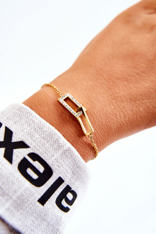 Moteriška apyrankė su tviskančiomis akutėmis aukso spalvos