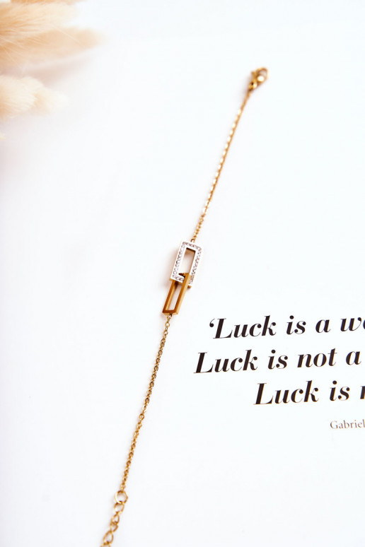 Moteriška apyrankė su tviskančiomis akutėmis aukso spalvos