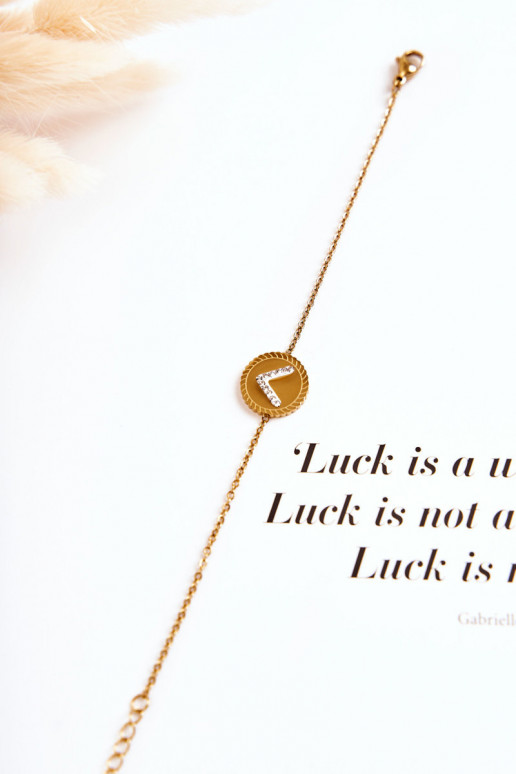 Moteriška apyrankė su ornamentais ir cirkonio akutėmis aukso spalvos