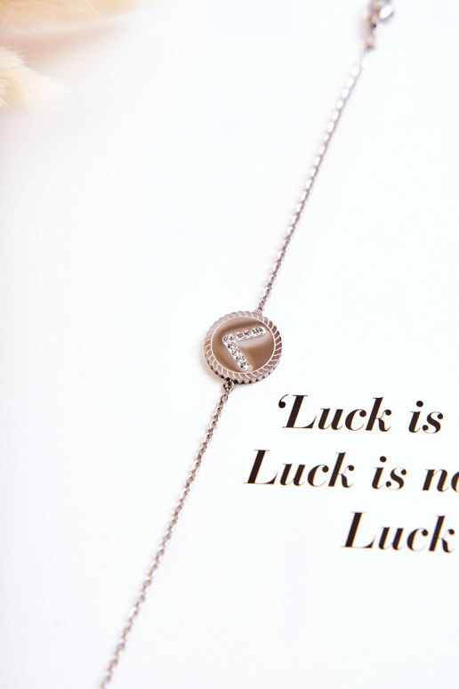 Moteriška apyrankė su ornamentais ir cirkonio akutėmis sidabro spalvos