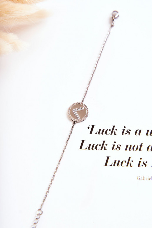 Moteriška apyrankė su ornamentais ir cirkonio akutėmis sidabro spalvos