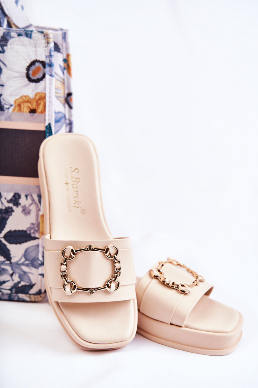 Madingos Odinės šlepetės smėlio spalvos Adaline