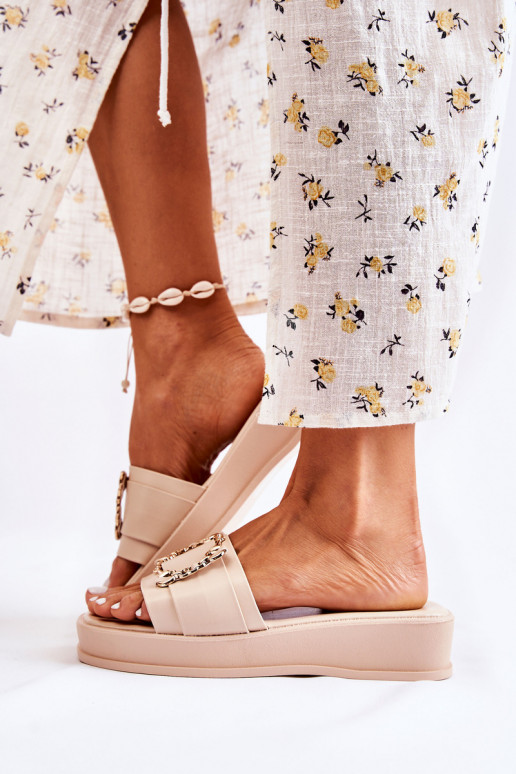 Madingos Odinės šlepetės smėlio spalvos Adaline