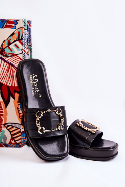 Madingos Odinės šlepetės juodos spalvos Adaline