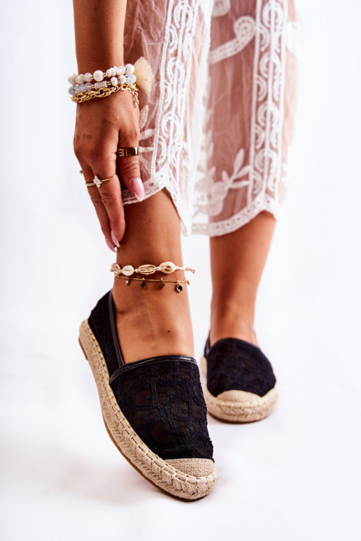 Klasikinio modelio espadrilės su aužūro elementais juodos spalvos Catris