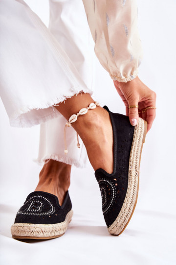 su aužūro elementais Įsispiriamo modelio espadrilės juodos spalvos Meredith 2