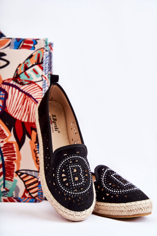 su aužūro elementais Įsispiriamo modelio espadrilės juodos spalvos Meredith