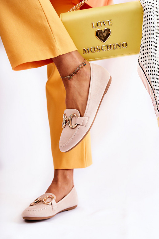 Mokasinai su ornamentais smėlio spalvos Reality