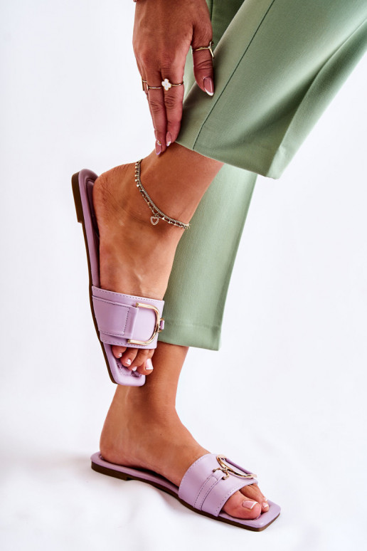 Klasikinio modelio Šlepetės su ornamentais violetinės spalvos Shilla