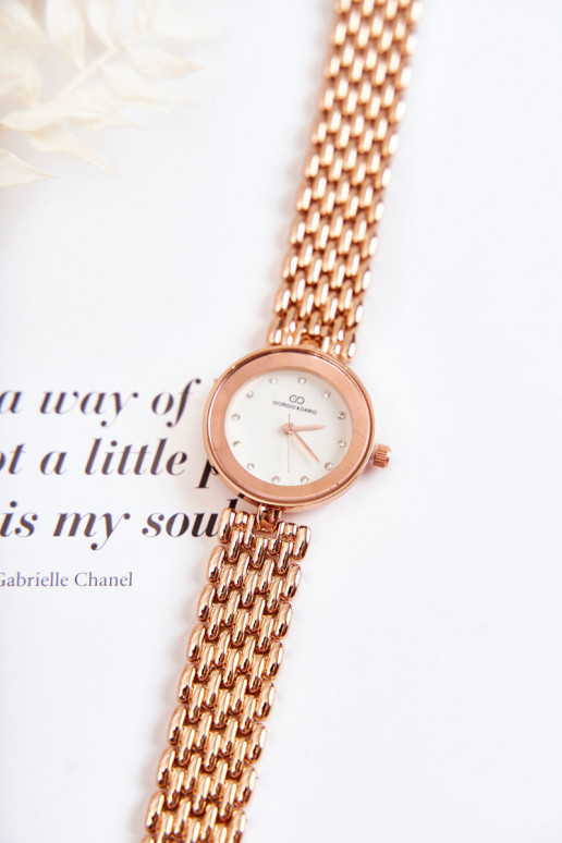 Moteriškas laikrodis Giorgio & Dario su tviskančiomis akutėmis rausvo aukso spalvos