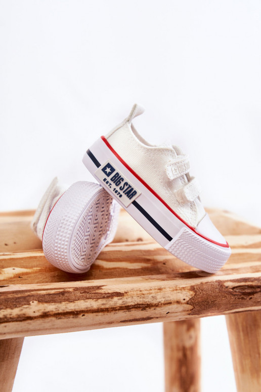 Vaikiški laisvalaikio batai su lipniais užsegimais BIG STAR KK374079 baltos spalvos Vaikiški laisvalaikio batai su lipniais užsegimais BIG STAR KK374079 baltos spalvos