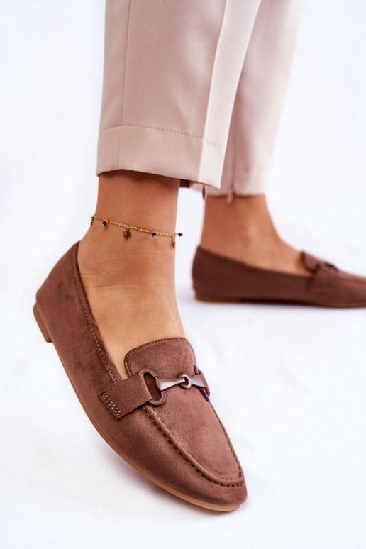 Zomšiniai mokasinai su ornamentais rudos spalvos Santi