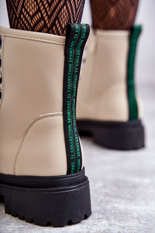 Moteriški aulinukai auliniai batai dramblio kaulo spalvos Denila