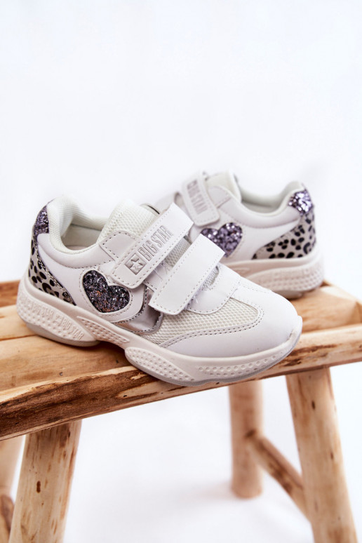 Vaikiški sportiniai bateliai su lipniais užsegimais Big Star KK374022 baltos spalvos