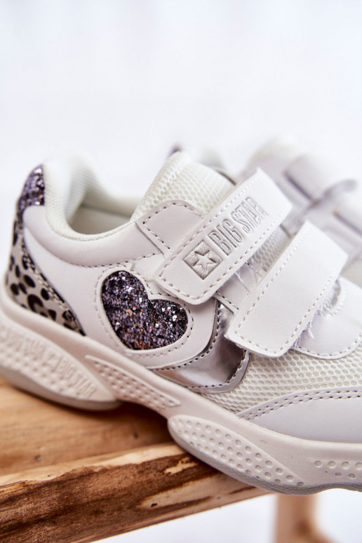 Vaikiški sportiniai bateliai su lipniais užsegimais Big Star KK374022 baltos spalvos