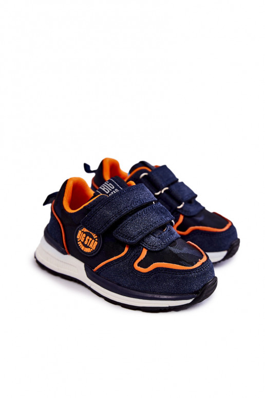 Vaikiški sportiniai bateliai su limpančiais užsegimais Memory Foam System Big Star KK374183 tamsiai mėlynos spalvos