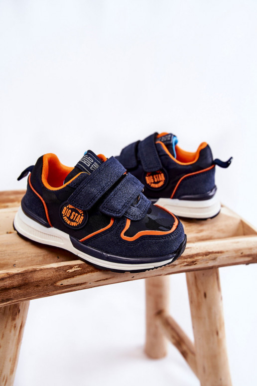 Vaikiški sportiniai bateliai su limpančiais užsegimais Memory Foam System Big Star KK374183 tamsiai mėlynos spalvos