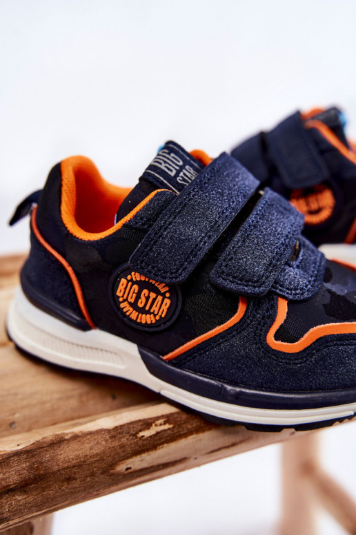 Vaikiški sportiniai bateliai su limpančiais užsegimais Memory Foam System Big Star KK374183 tamsiai mėlynos spalvos