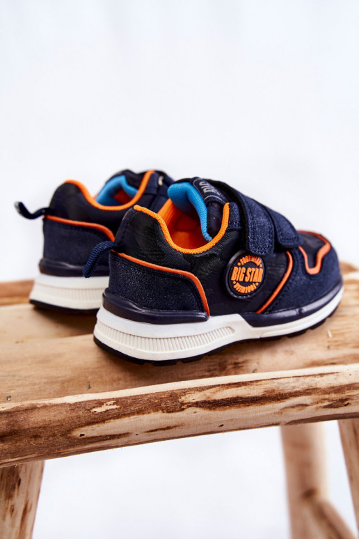 Vaikiški sportiniai bateliai su limpančiais užsegimais Memory Foam System Big Star KK374183 tamsiai mėlynos spalvos