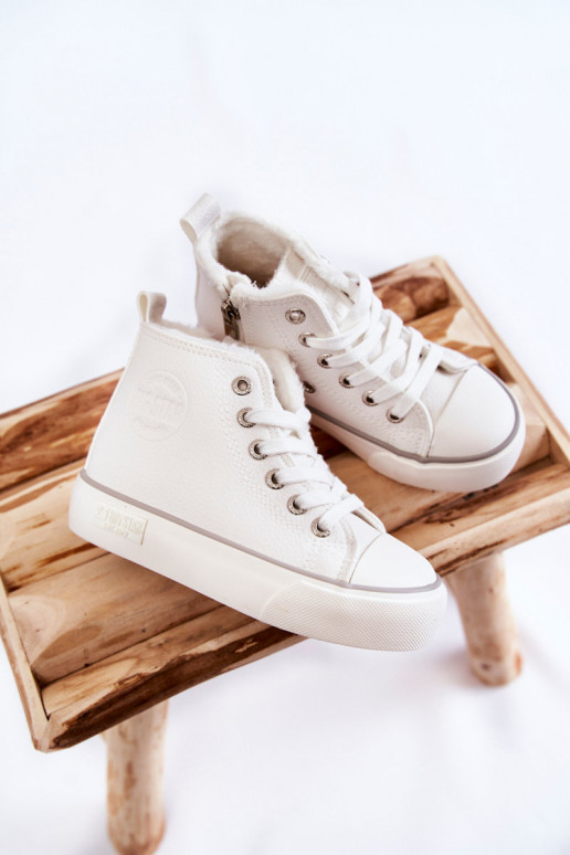 Vaikiški batai su auliuku su užtrauktukais Big Star KK374227 baltos spalvos