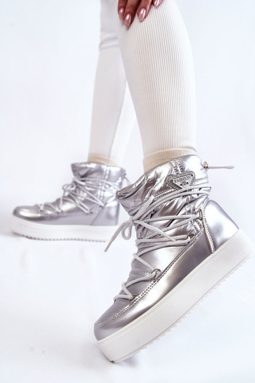 sniego batai su raišteliais sidabro spalvos Carrios