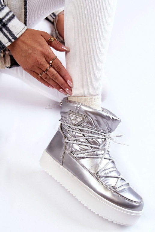 sniego batai su raišteliais sidabro spalvos Carrios