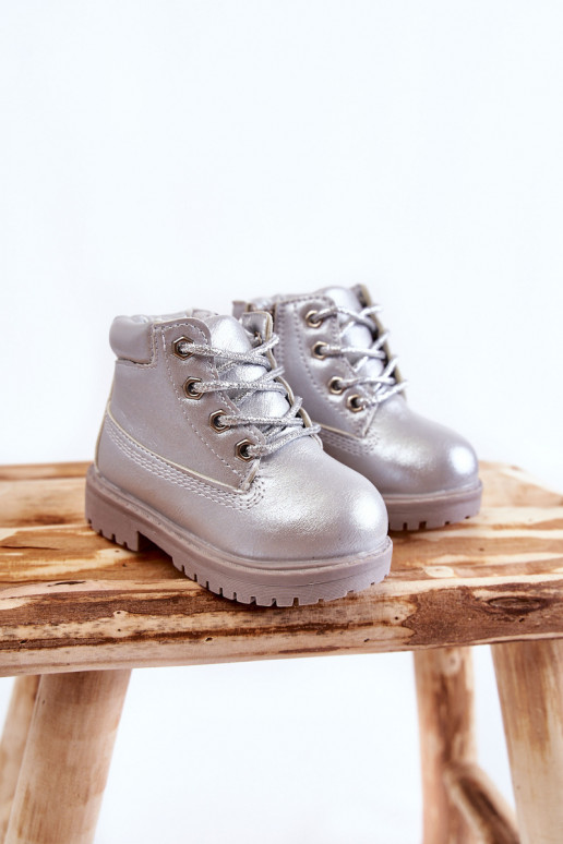 Vaikiški suvarstomi aulinukai su užtrauktukais sidabro spalvos Dexter