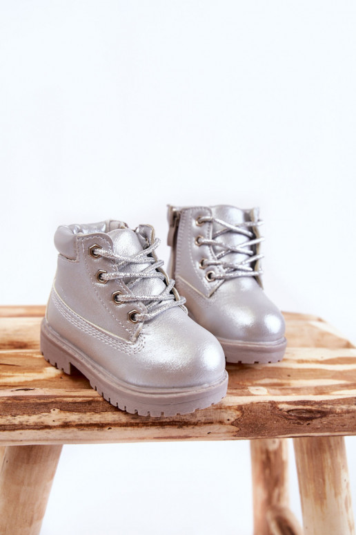 Vaikiški suvarstomi aulinukai su užtrauktukais sidabro spalvos Dexter