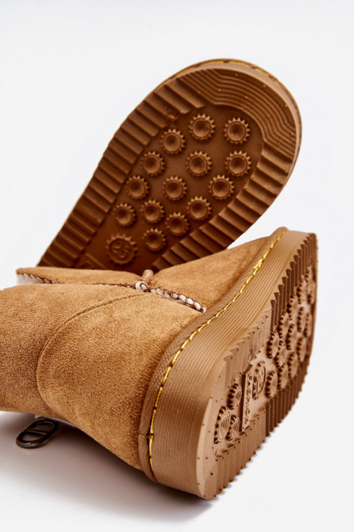 Vaikiški Įsispiriamo modelio pašiltinti Aulinukai sniego batai rudos spalvos Catellie