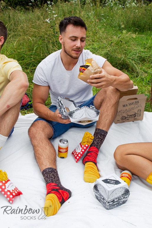 Spalvotos kojinės dėžutėje Meal Socks Box Burger 5 Par Spalvotos kojinės dėžutėje Meal Socks Box Burger 5 Par