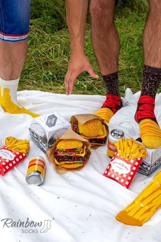 Spalvotos kojinės dėžutėje Meal Socks Box Burger 5 Par Spalvotos kojinės dėžutėje Meal Socks Box Burger 5 Par