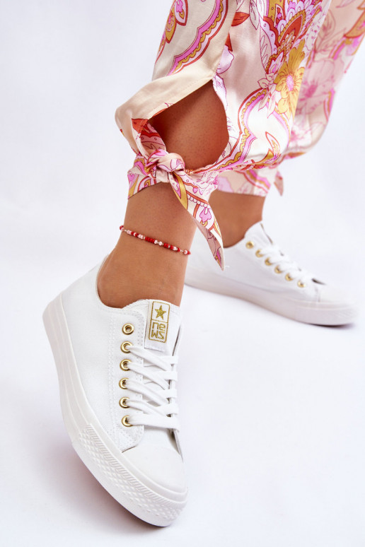 Klasikinio modelio laisvalaikio batai Baltos-aukso spalvos Ecoma